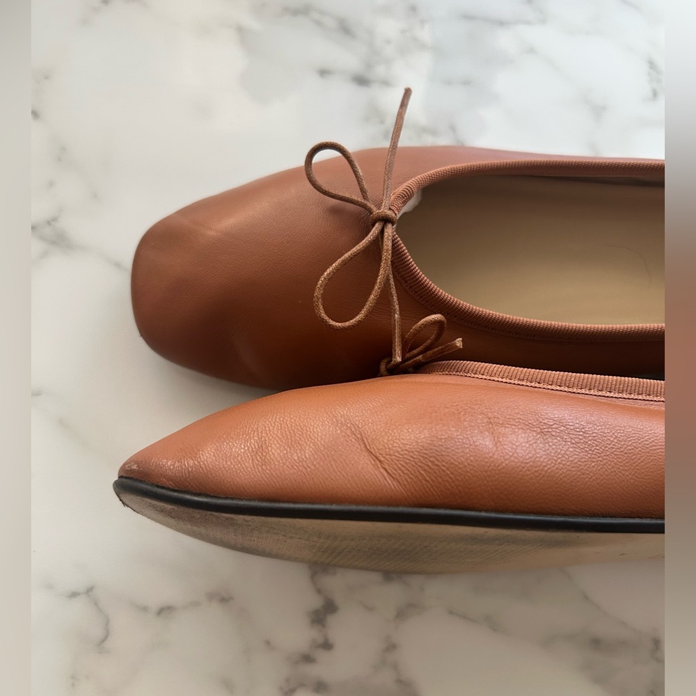 EXC LN EVERLANE The Day Ballet Flat Cognac Brown Toasted Almond 8.5 Square Toe - Picture 9 of 11